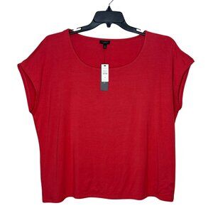 Talbots Women Petite‎ Coral Cap Sleeve Basic Top NWT Size 1XP Double Layer Front
